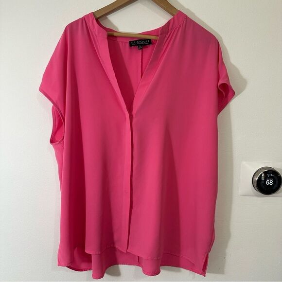 Eloquii Notch Collar Hot Pink Dolman Sleeve Blouse size 20 - Picture 2 of 6